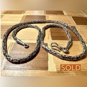 ❌SOLD❌ 925 Sterling Silver Chain Byzantine Necklace Hook End 37.28g/21.5”